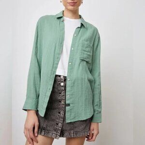 Rails Ellis Green Apple Organic Cotton Gauzy Button Up Top Beach Coastal M